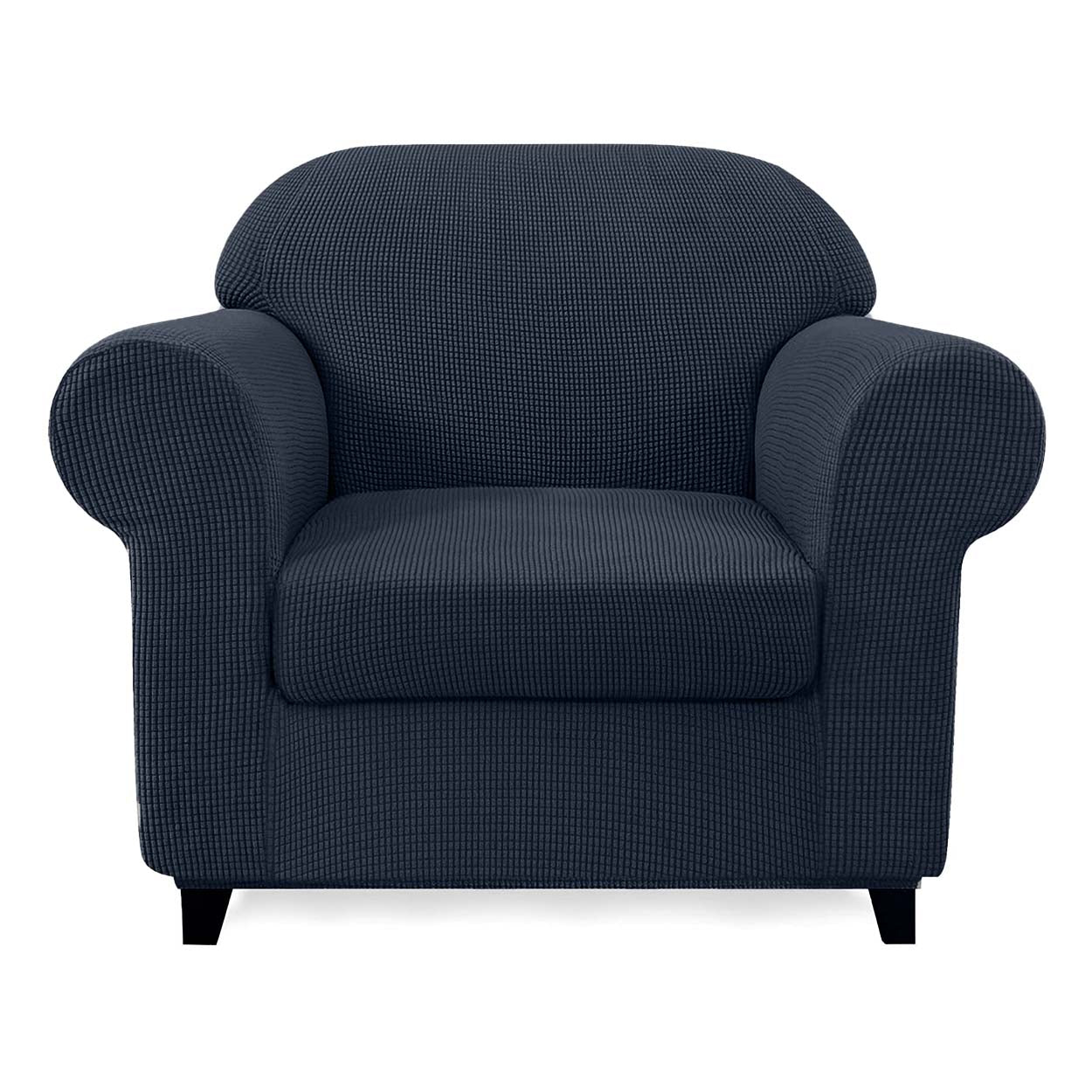 High Stretch Jacquard Armchair Slipcover (Navy)