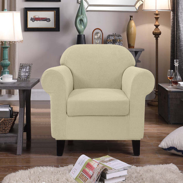 High Stretch Jacquard Armchair Slipcover (Ivory)