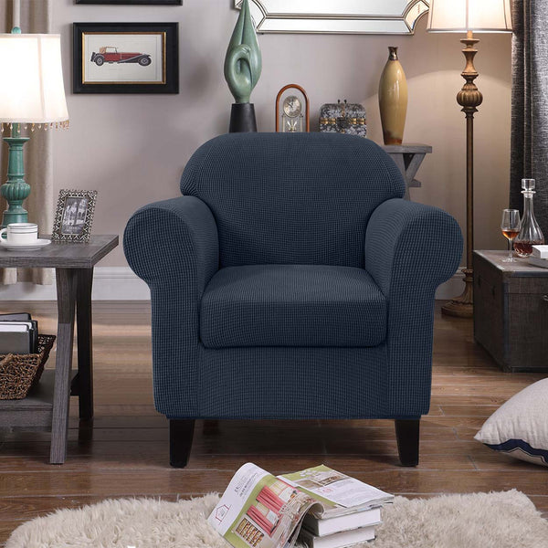 High Stretch Jacquard Armchair Slipcover (Navy)