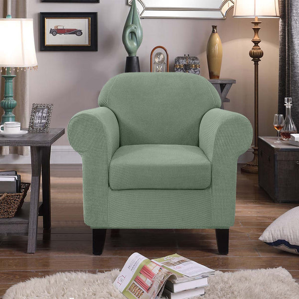 High Stretch Jacquard Armchair Slipcover (Pea Green)