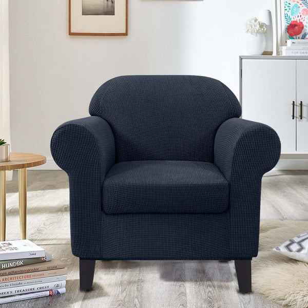 High Stretch Jacquard Armchair Slipcover (Navy)