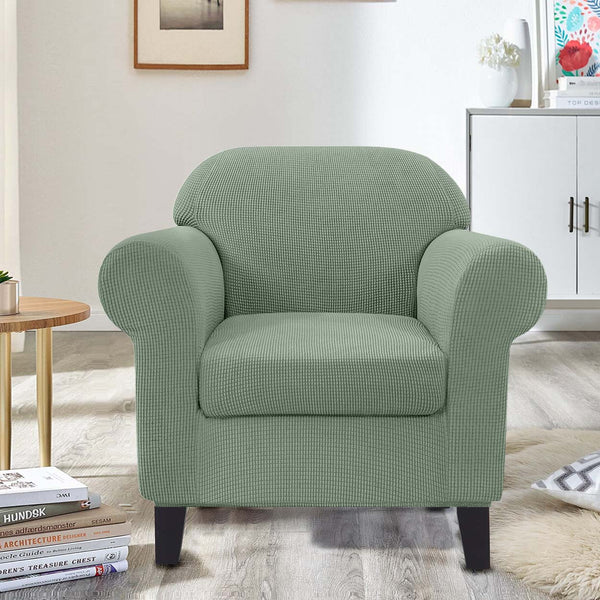 High Stretch Jacquard Armchair Slipcover (Pea Green)