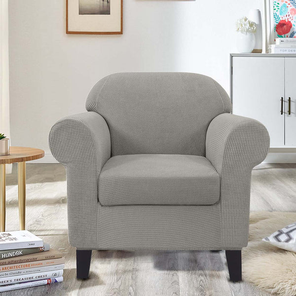 High Stretch Jacquard Armchair Slipcover (Silver Grey)