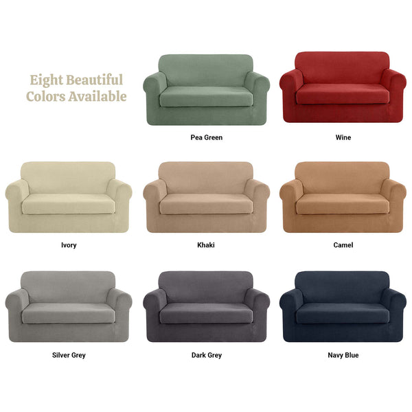 High Stretch Jacquard Loveseat Slipcover (Wine, One Seat Cushion)