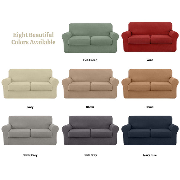 High Stretch Jacquard Loveseat Slipcover (Silver Grey, Two Seat Cushions)