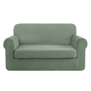 High Stretch Jacquard Loveseat Slipcover (Pea Green, One Seat Cushion)