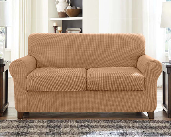 Soft Jacquard Loveseat Slipcover (Two Seat Cushions)