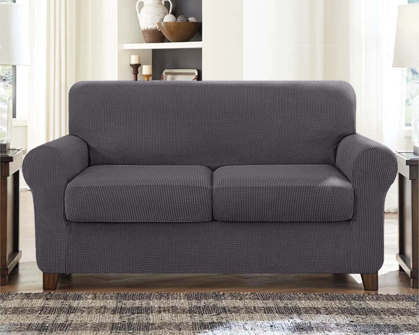 Soft Jacquard Loveseat Slipcover (Two Seat Cushions)