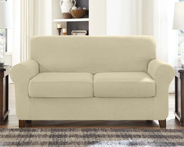 Soft Jacquard Loveseat Slipcover (Two Seat Cushions)