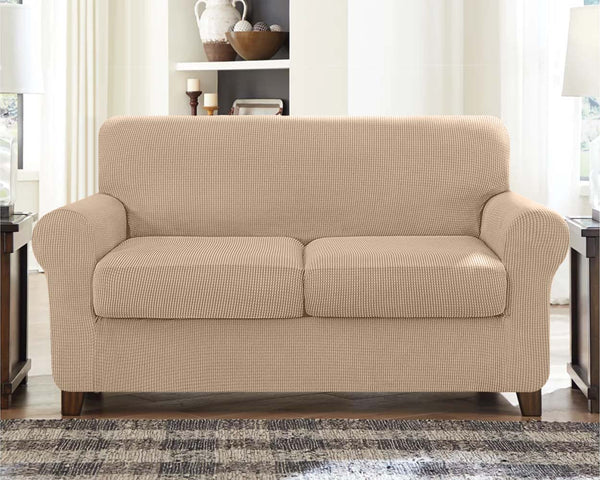 Soft Jacquard Loveseat Slipcover (Two Seat Cushions)