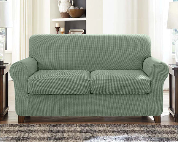 Soft Jacquard Loveseat Slipcover (Two Seat Cushions)