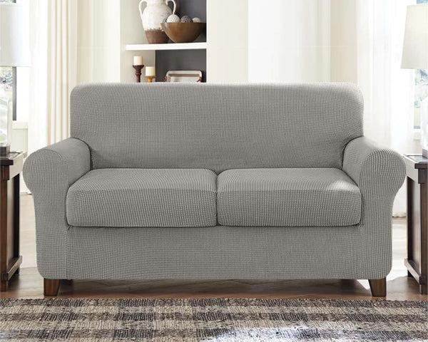 Soft Jacquard Loveseat Slipcover (Two Seat Cushions)