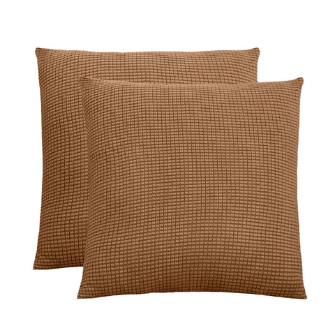Jacquard Square Throw Pillow Cover 18 in x 18 in (Camel, Set of 2)