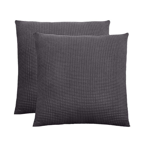 Jacquard Square Throw Pillow Cover 18 in x 18 in (Dark Grey, Set of 2)
