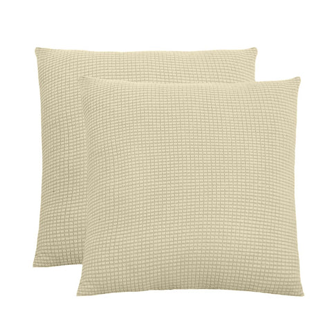 Jacquard Square Throw Pillow Cover 18 in x 18 in (Ivory, Set of 2)