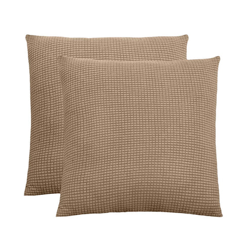 Jacquard Square Throw Pillow Cover 18 in x 18 in (Khaki, Set of 2)