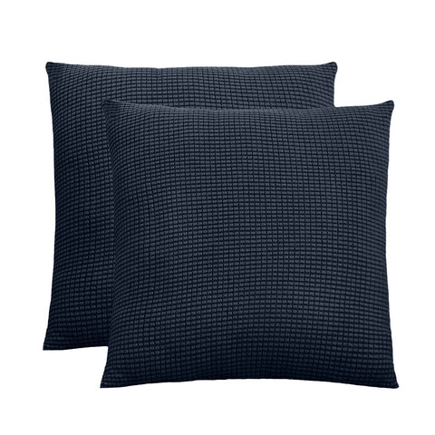 Jacquard Square Throw Pillow Cover 18 in x 18 in (Navy, Set of 2)