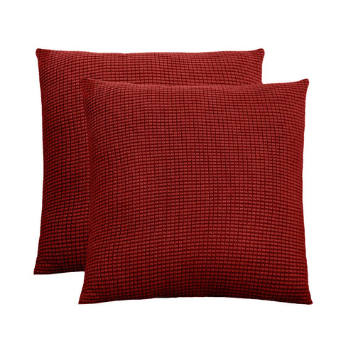 Jacquard Square Throw Pillow Cover 18 in x 18 in (Wine, Set of 2)