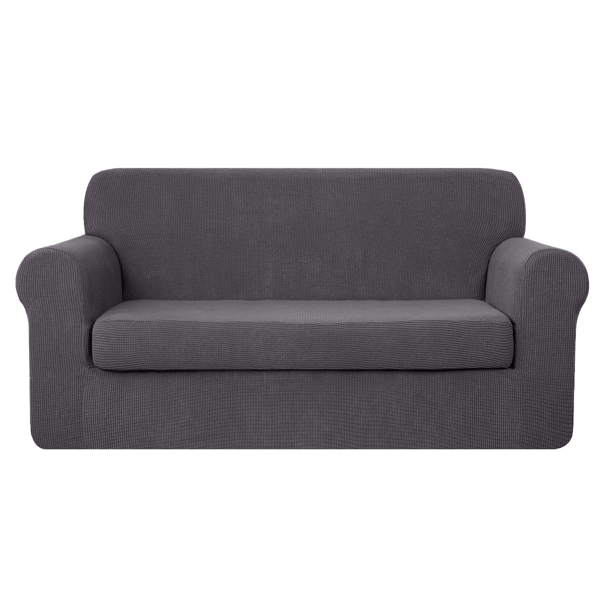 High Stretch Jacquard Sofa Slipcover (Dark Grey, One Seat Cushion)