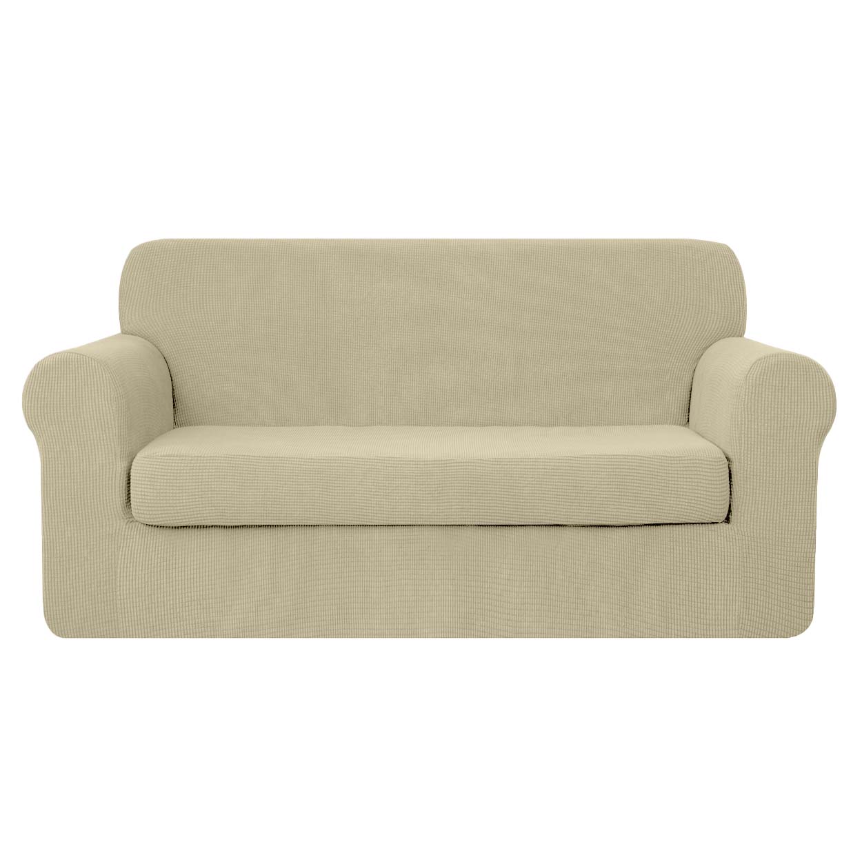 High Stretch Jacquard Sofa Slipcover (Ivory, One Seat Cushion)