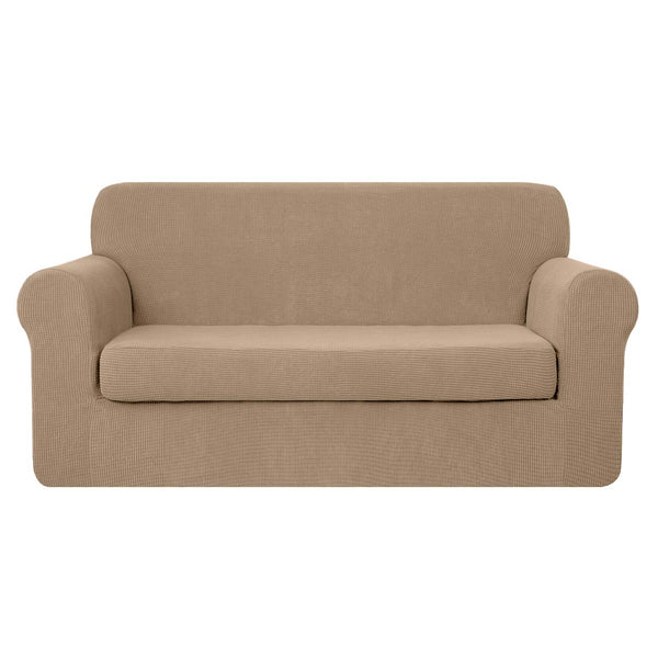 High Stretch Jacquard Sofa Slipcover (Khaki, One Seat Cushion)