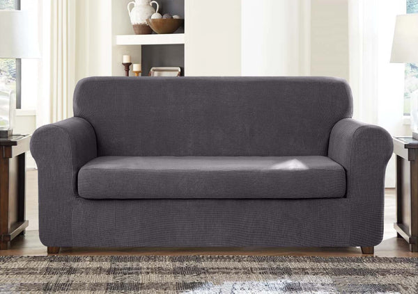 High Stretch Jacquard Sofa Slipcover (Dark Grey, One Seat Cushion)