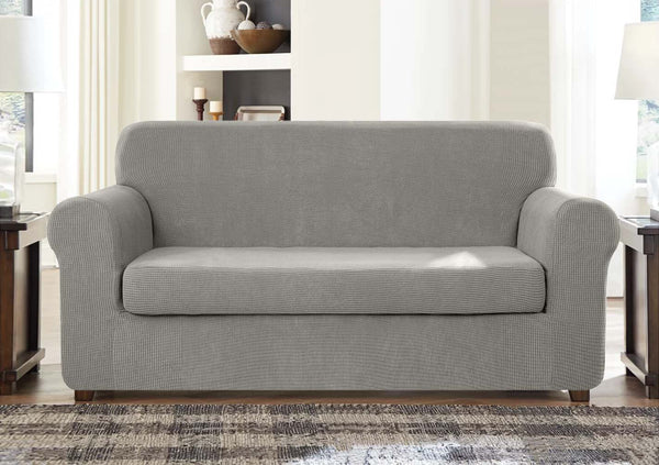 High Stretch Jacquard Sofa Slipcover (Silver Grey, One Seat Cushion)