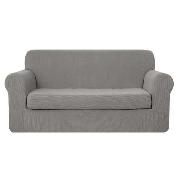 High Stretch Jacquard Sofa Slipcover (Silver Grey, One Seat Cushion)