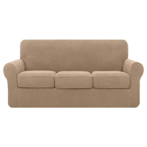 High Stretch Jacquard Sofa Slipcover (Khaki, Three Seat Cushions)