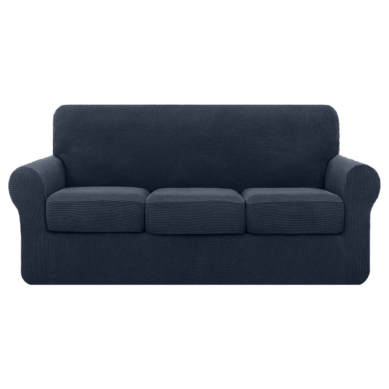 High Stretch Jacquard Sofa Slipcover (Navy, Three Seat Cushions)