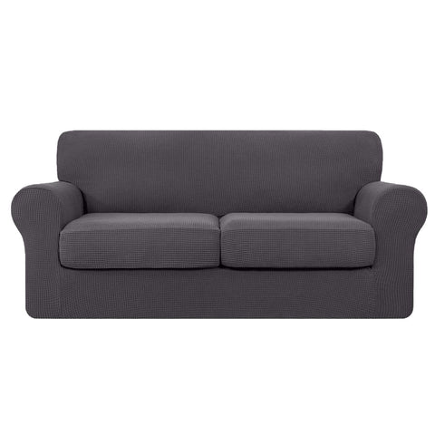 High Stretch Jacquard Sofa Slipcover (Dark Grey, Two Seat Cushions)