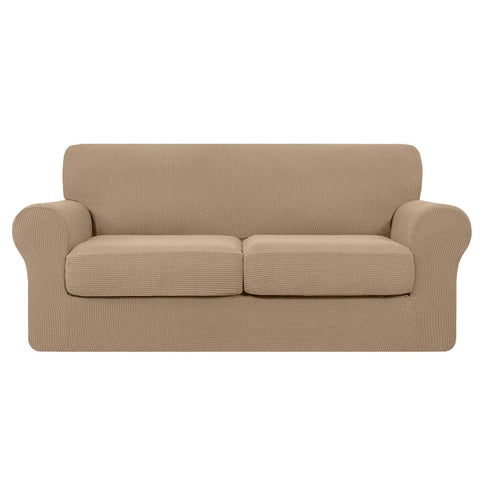 High Stretch Jacquard Sofa Slipcover (Khaki, Two Seat Cushions)