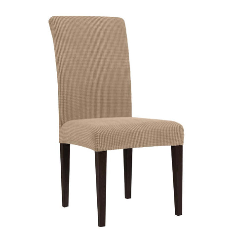 Jacquard Box Cushion Dinning Chair Slipcover (Khaki, Set of 2)