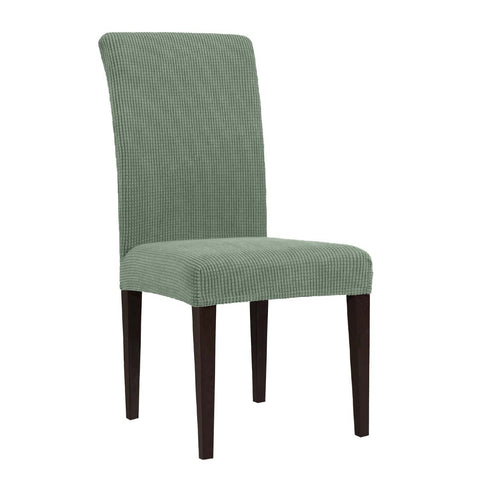 Jacquard Box Cushion Dinning Chair Slipcover (Pea Green, Set of 2)