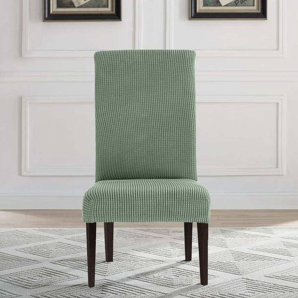 Jacquard Box Cushion Dinning Chair Slipcover (Pea Green, Set of 2)