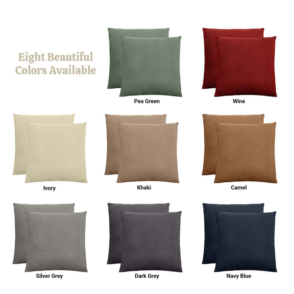 Jacquard Square Throw Pillow Cover 18 in x 18 in (Wine, Set of 2)