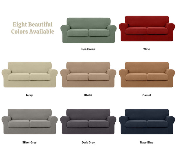 High Stretch Jacquard Sofa Slipcover (Navy, Two Seat Cushions)